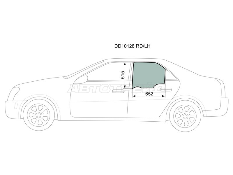 Стекло боковое опускное (Сзади / Слева / Цвет зеленый) Cadillac CTS 02-07 (XYG: DD10128 RD/LH)