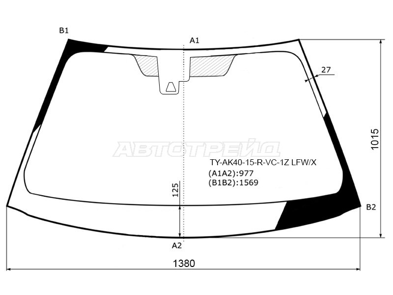 Стекло лобовое (Камера / Датчик дождя) Toyota Prius Alpha 14-21  / Prius v 14-18 (XYG: TY-AK40-15-R-VC-1Z LFW/X)
