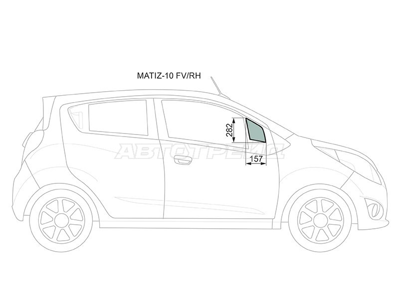 Стекло форточки (Цвет зеленый) Chevrolet Spark 10-22  / Daewoo Matiz 09-11  / Ravon R2 16- (XYG: MATIZ-10 FV/RH)