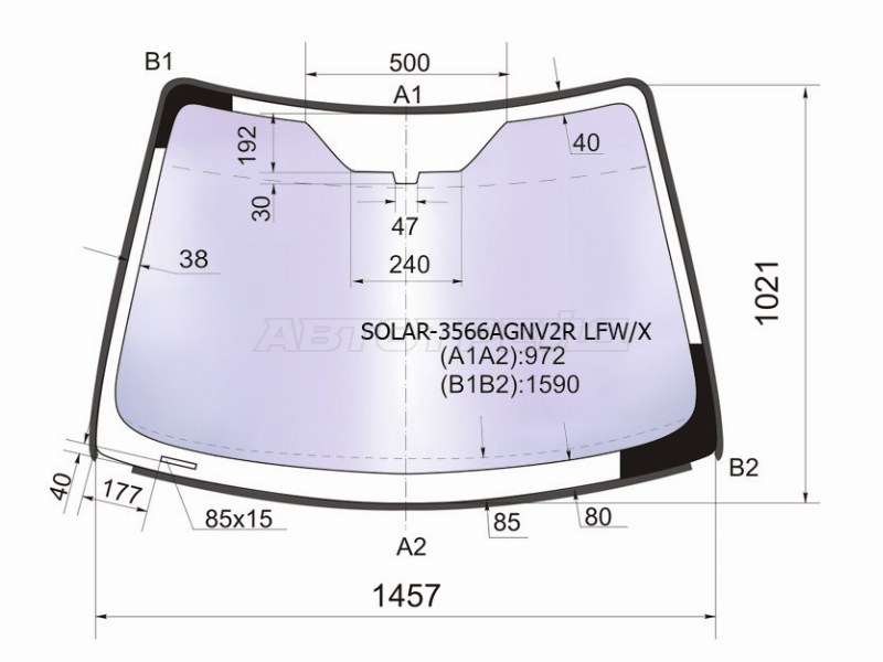 Стекло лобовое (Атермальное / Молдинг) Ford Focus 04-11  / Focus RS 09-11  / Focus ST 05-10 (XYG: SOLAR-3566AGNV2R LFW/X)