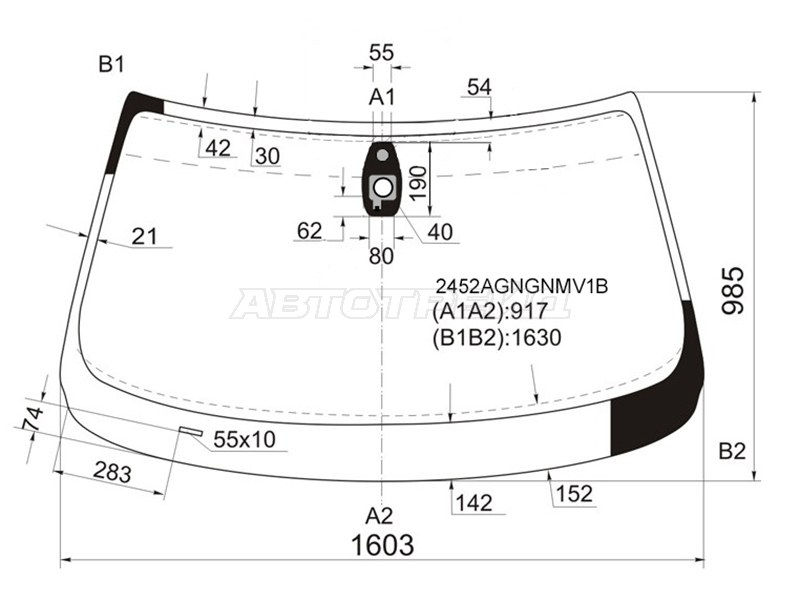 Стекло лобовое (Датчик дождя) BMW X5 06-13 (FUYAO: 2452AGNGNMV1B)