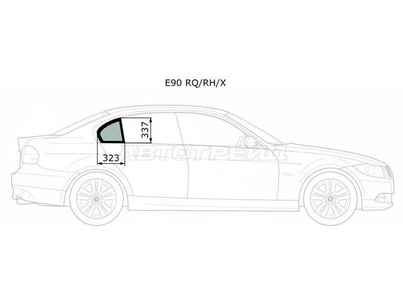 Стекло форточки (Цвет зеленый) BMW 3-Series 05-14 (XYG: E90 RQ/RH/X)