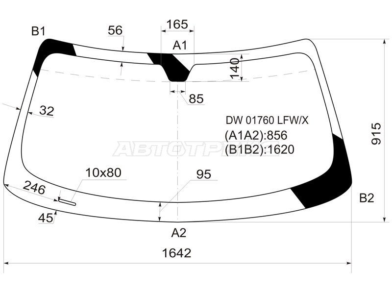 Стекло лобовое (2D CPE) Dodge Challenger 08- (XYG: DW01760 LFW/X)