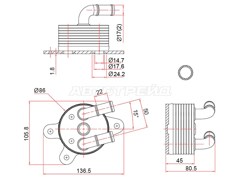 Радиатор масляный АКПП MAZDA 3 13- /MAZDA 6 12- /CX-5 11- (SAT: ST-FZ01-19-9F0)