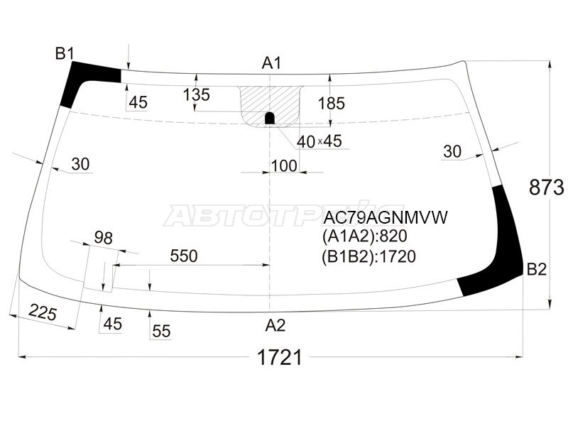 Стекло лобовое (Датчик дождя / Молдинг) Chevrolet Tahoe 06-14  / Cadillac Escalade 06-15  / Chevrolet Suburban 06-13 (FUYAO: AC79AGNMVW)