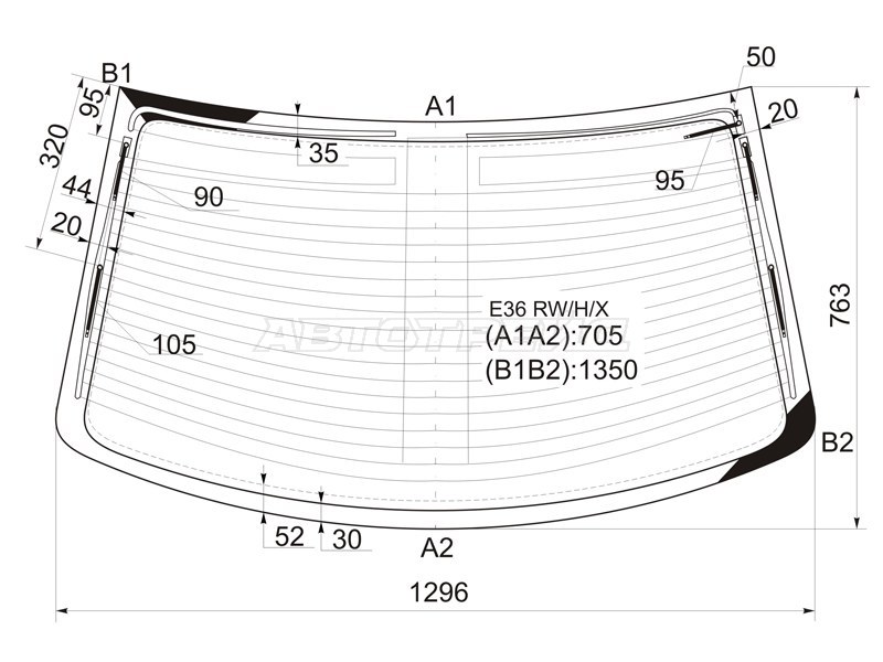 Стекло заднее (Цвет зеленый / Обогрев / Антенна) BMW 3-Series 90-00 (XYG: E36 RW/H/X)