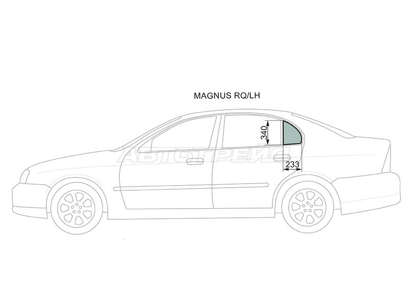Стекло форточки (Цвет зеленый) Chevrolet Evanda 04-06  / Daewoo Evanda 00-06  / Magnus 99-04  / Suzuki Verona 04-06 (XYG: MAGNUS RQ/LH)