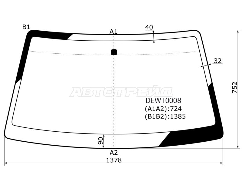 Стекло лобовое Daewoo Nexia 94-16  / LeMans 86-93 (KMK: DEWT0008)