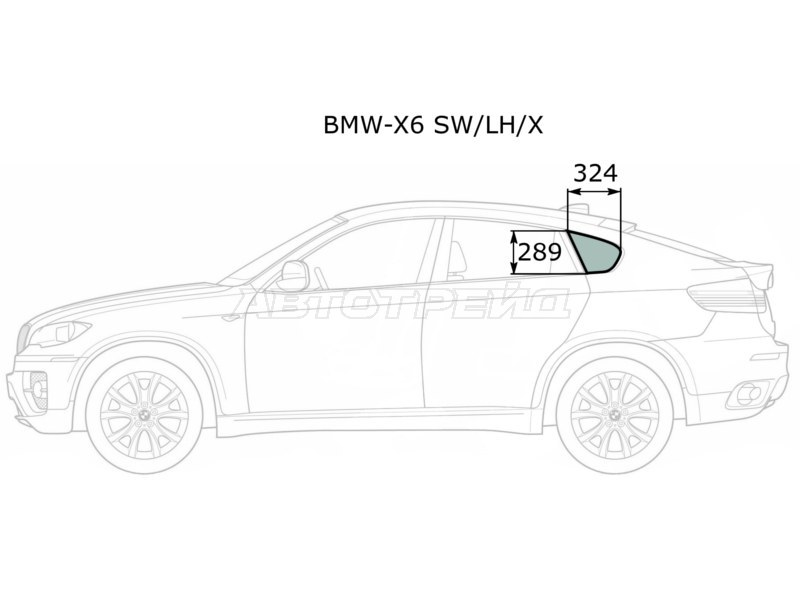 Стекло кузова боковое (не опускное) (Слева / Цвет зеленый) BMW X6 08-14 (XYG: BMW-X6 SW/LH/X)