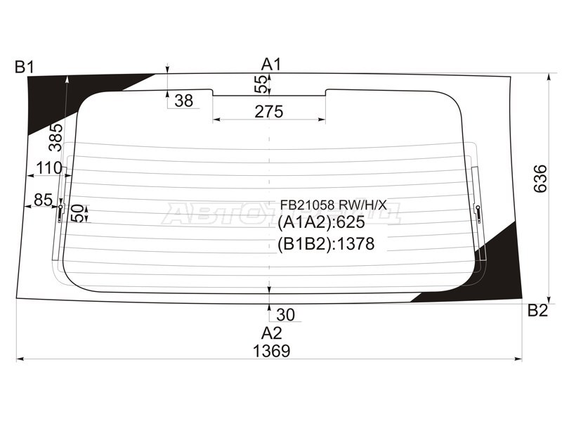 Стекло заднее (Цвет зеленый / Обогрев) Acura MDX 00-06  / Honda MDX 03-06 (XYG: FB21058 RW/H/X)
