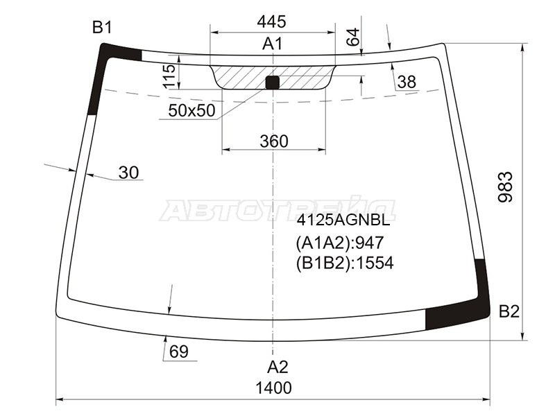 Стекло лобовое Hyundai Lavita 01-07  / Matrix 01-10 (FUYAO: 4125AGNBL)