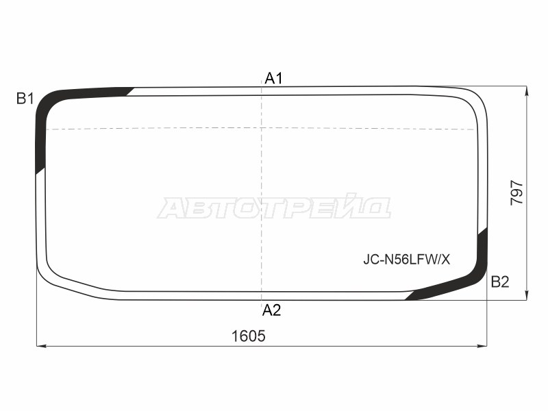 Стекло лобовое JAC N56 14-22  / Kamaz 43085 (COMPAS-5) 23- (XYG: JC-N56 LFW/X)