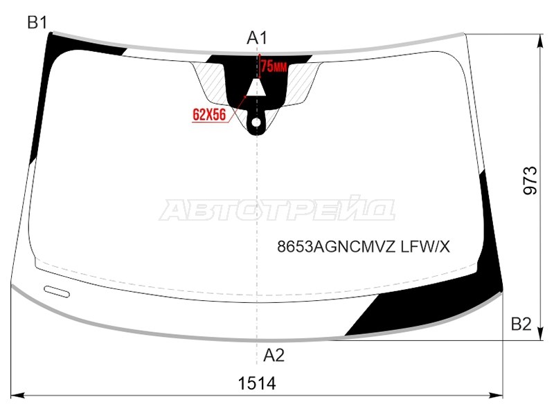 Стекло лобовое (Камера / Датчик дождя / Молдинг) Audi Q3 Sportback 19- (XYG: 8653AGNCMVZ LFW/X)