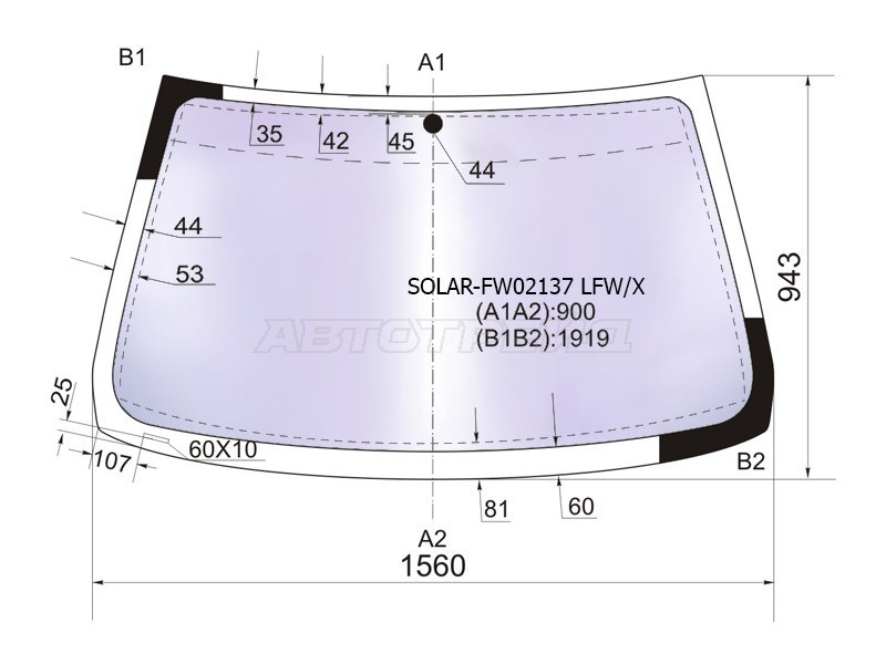 Стекло лобовое (Атермальное) BMW X5 99-06 (XYG: SOLAR-FW02137 LFW/X)