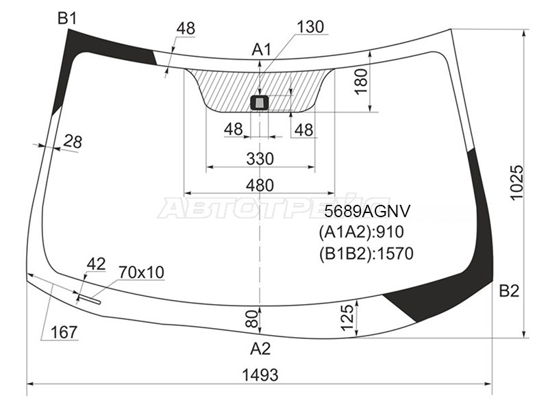 Стекло лобовое Mitsubishi ASX 10-  / Citroen C4 Aircross 12-16  / Peugeot 4008 12-15 (AGC: 5689AGNV)