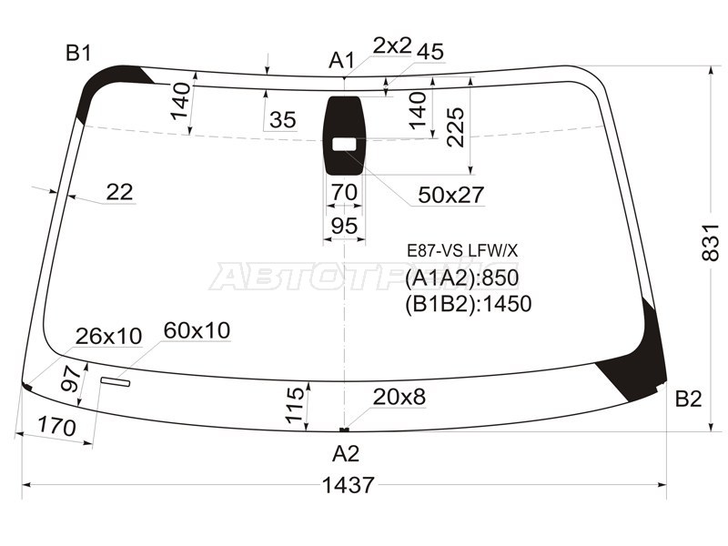 Стекло лобовое (Датчик дождя) BMW 1-Series 04-13 (XYG: E87-VS LFW/X)