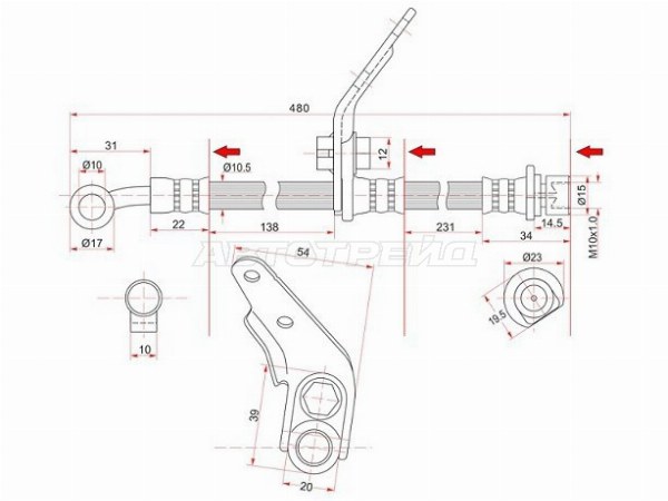 Шланг тормозной передний (Таиланд) HONDA ACCORD 02- RH (SAT: ST-01464-SDA-A01)