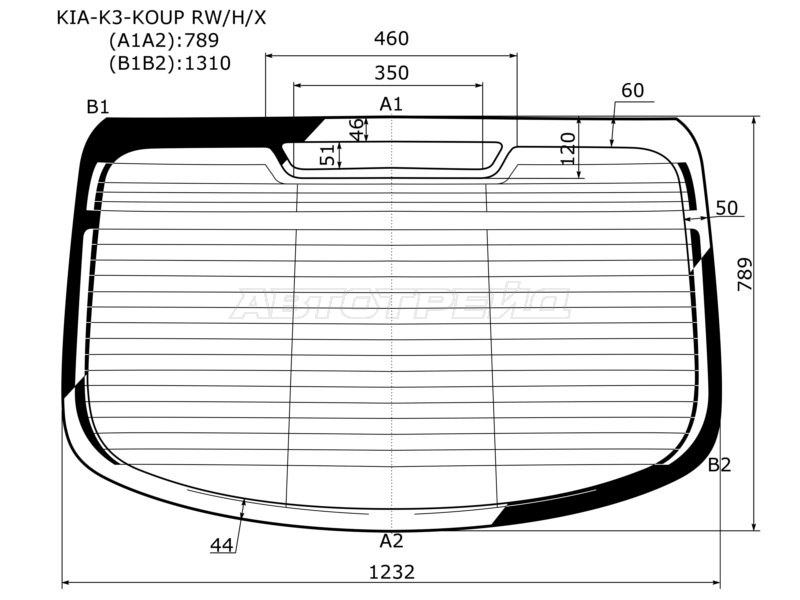 Стекло заднее (Цвет зеленый / Обогрев / Антенна) Kia Cerato 13-20 (XYG: KIA-K3-KOUP RW/H/X)