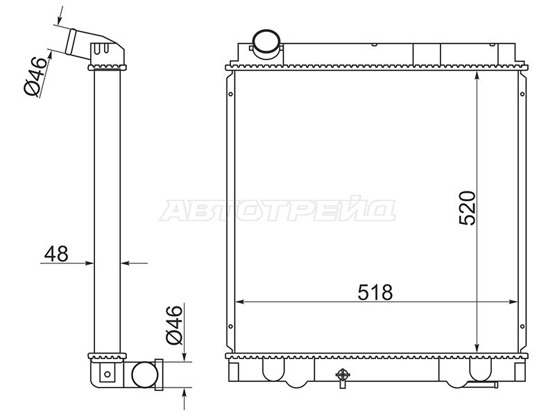 Радиатор Mitsubishi Fuso Canter FE5 93-02  / Fuso Canter FE6 93-02 (SAT: MC0084-4)