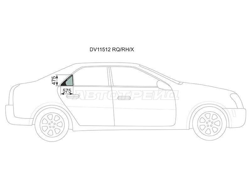 Стекло форточки (Цвет зеленый) Cadillac CTS 07-15 (XYG: DV11512 RQ/RH/X)