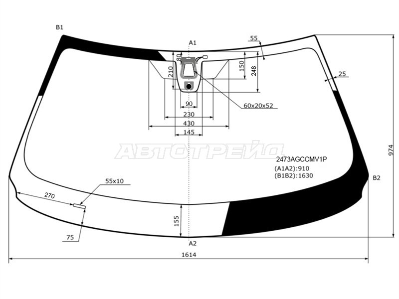 Стекло лобовое (Камера / Датчик дождя) BMW X5 13-18 (SAINT-GOBAIN SEKURIT: 2473AGCCMV1P)