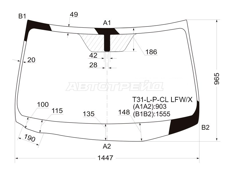 Стекло лобовое Nissan X-Trail 07-15 (XYG: T31-L-P-CL LFW/X)