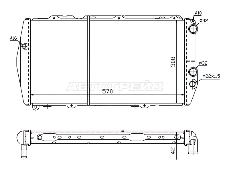 Радиатор Audi 100 76-90  / 200 79-91 (SAT: ST-01-0002)