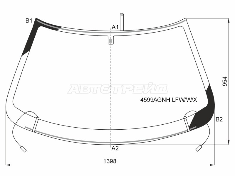 Стекло лобовое (Обогрев полный) Datsun mi-Do 14-  / on-DO 14-19  / LADA Granta 11-  / Kalina Sport 14-18 (XYG: 4599AGNH LFW/W/X)