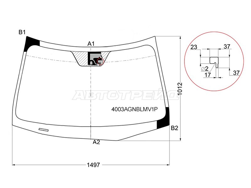 Стекло лобовое (Датчик дождя) Honda Accord 08-11  / Acura TSX 08-14 (FUYAO: 4003AGNBLMV1P)