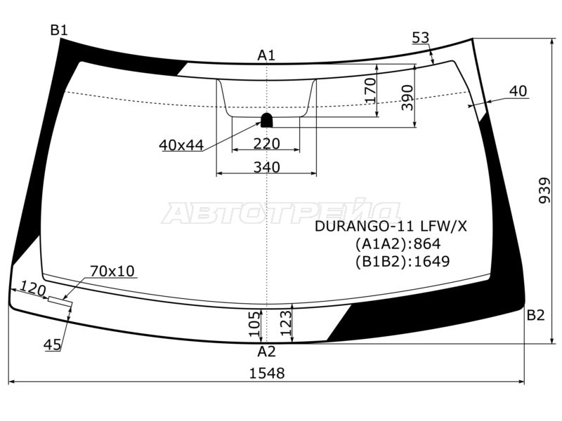 Стекло лобовое Dodge Durango 11-13  / Jeep Grand Cherokee 10-13 (XYG: DURANGO-11 LFW/X)