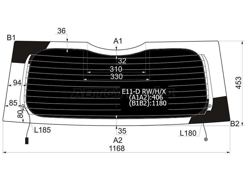 Стекло заднее (Затемненное / Обогрев) Nissan Note 05-13 (XYG: E11-D RW/H/X)