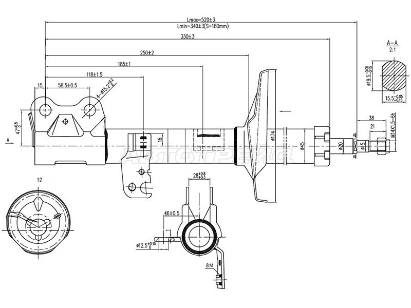 Стойка передняя TOYOTA COROLLA /FIELDER /ALLEX /RUNX /SPACIO /WILL VS 00-08 /WISH 03-09 RH (SAT: ST-48510-80015)