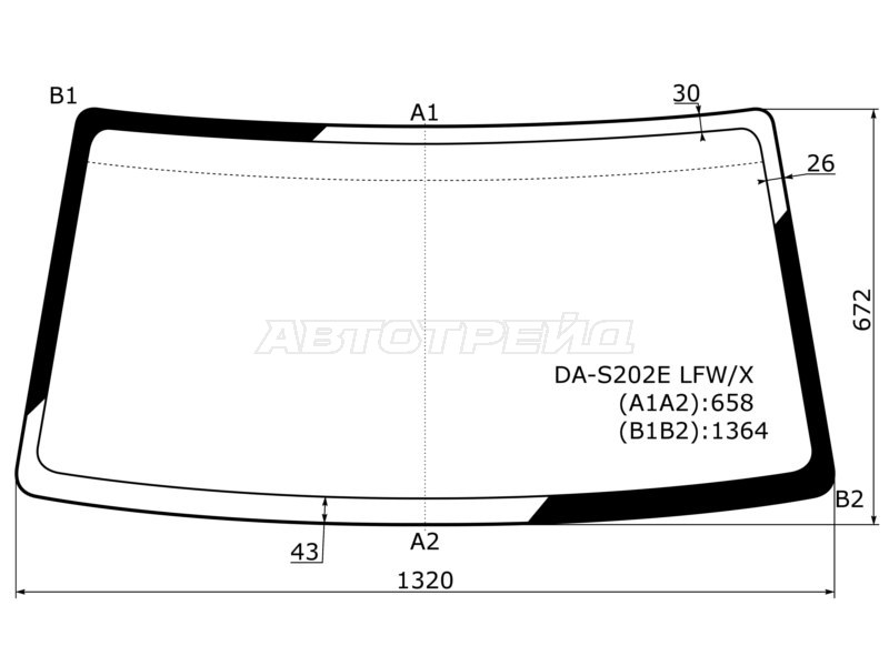 Стекло лобовое Daihatsu Atrai 99-05  / Hijet Truck 99-04 (XYG: DA-S202E LFW/X)