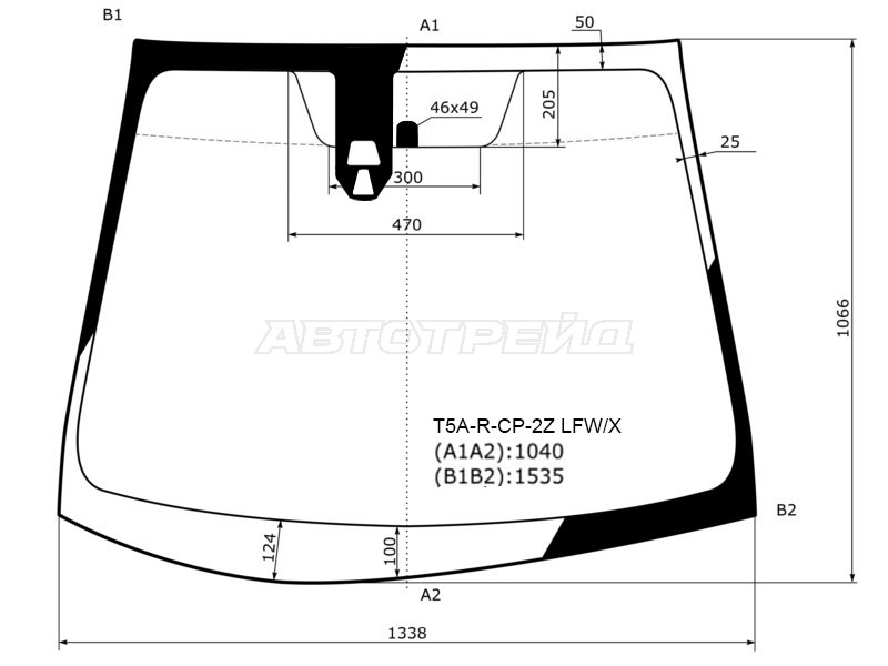Стекло лобовое (Две камеры) Honda Fit 13-20 (XYG: T5A-R-CP-2Z LFW/X)