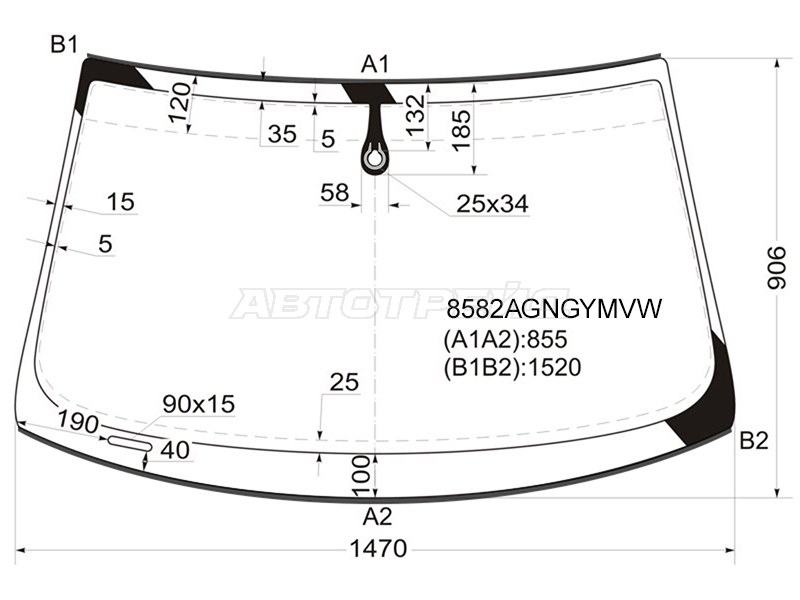 Стекло лобовое (Датчик дождя / Молдинг) Audi A6 04-10  / A6 allroad quattro 06-12  / S6 06-11 (FUYAO: 8582AGNGYMVW)