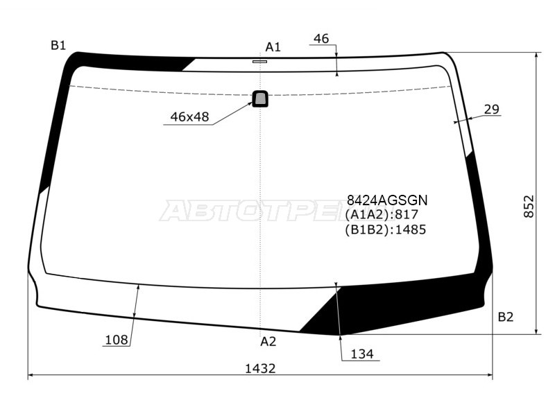 Стекло лобовое Toyota Hilux Pick Up 15-  / Fortuner 15- (AGC: 8424AGSGN)