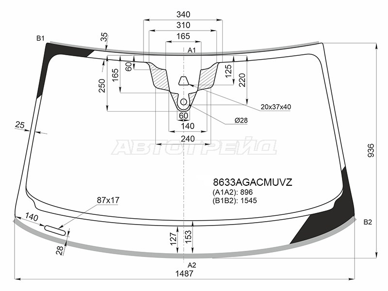Стекло лобовое (Камера / Датчик дождя / Проекция / Молдинг) Audi A5 16-  / S5 17- (FUYAO: 8633AGACMUVZ)