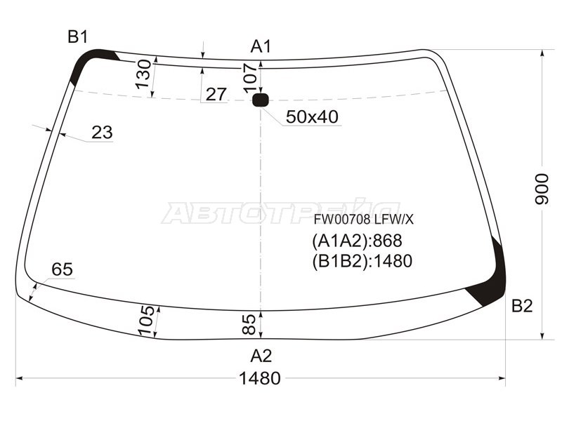 Стекло лобовое HONDA PRELUDE 91-96 (XYG: FW00708 LFW/X)