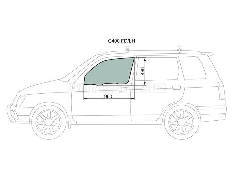 Стекло боковое опускное (Спереди / Слева / Цвет зеленый) Daihatsu Grand Move 99-04  / Pyzar 96-02 (XYG: G400 FD/LH)