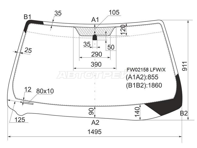 Стекло лобовое Toyota Avalon 99-04 (XYG: FW02158 LFW/X)