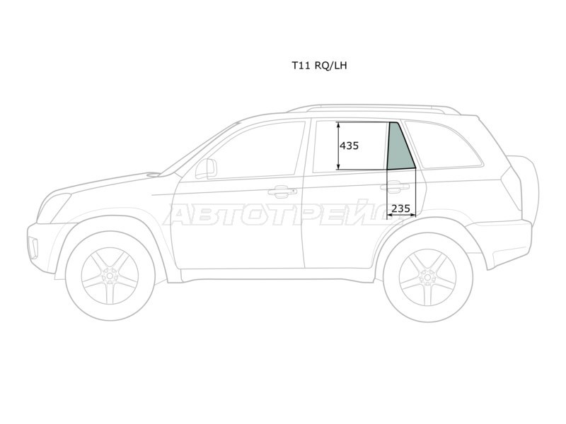 Стекло форточки (Цвет зеленый) Chery Tiggo T11 05-16  / Vortex Tingo 10-14 (XYG: T11 RQ/LH)