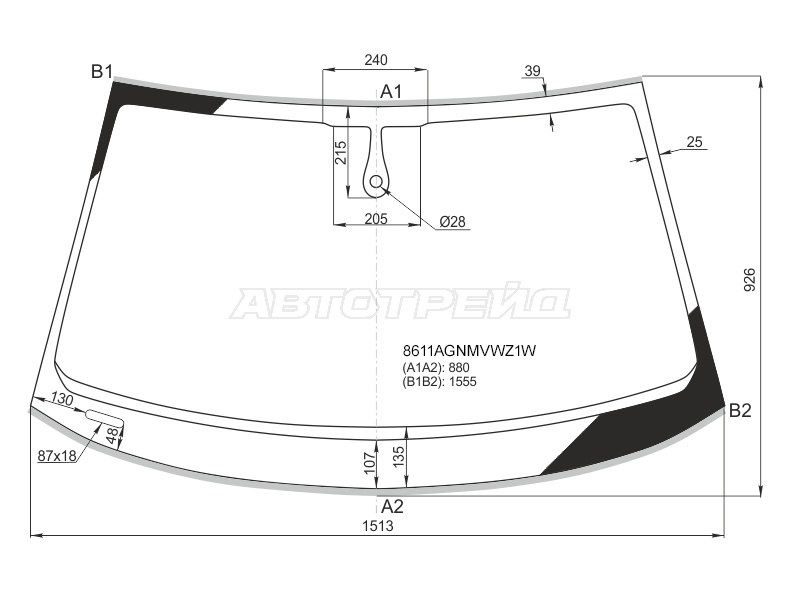 Стекло лобовое (Датчик дождя / Молдинг) Audi A6 14-18  / A6 allroad quattro 14-19  / S6 14-18 (FUYAO: 8611AGNMVWZ1W)