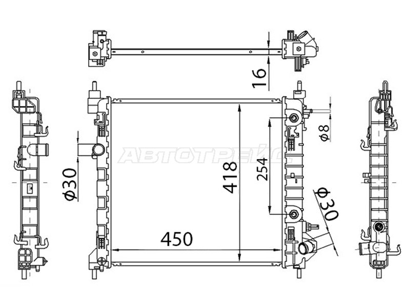 Радиатор Chevrolet Spark 10-16  / Ravon R2 16- (SAT: CH0002-1-AT)