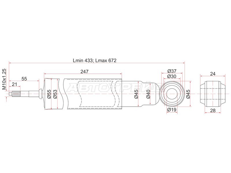 Амортизатор передний ISUZU ELF250 WIDE,350 NPR(Rigid) /FORWARD / LAND CRUISER 84- рессоры(большое ухо) LH=RH (SAT: ST-8-98080-130-0)
