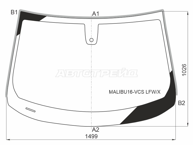 Стекло лобовое (Датчик дождя / Молдинг / Сборка США) Chevrolet Malibu 15- (XYG: MALIBU-16-VCS LFW/X)