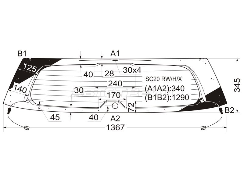 Стекло заднее (Цвет зеленый / Обогрев) Scion xD 07-14  / Toyota Ist 07-16  / Urban Cruiser 09-14 (XYG: SC20 RW/H/X)