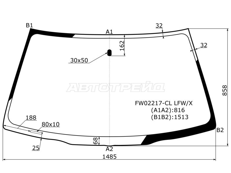 Стекло лобовое Toyota RAV4 (CA20) 00-03 (XYG: FW02217-CL LFW/X)