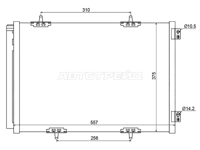 Радиатор кондиционера Citroen C3 01-16  / C2 03-07  / C3 Picasso 09-16  / DS3 09-21  / Peugeot 1007 05-09  / 2008 14-19  / 207 06-15  / 208 12-19 (SAT: ST-PG04-394-A0)