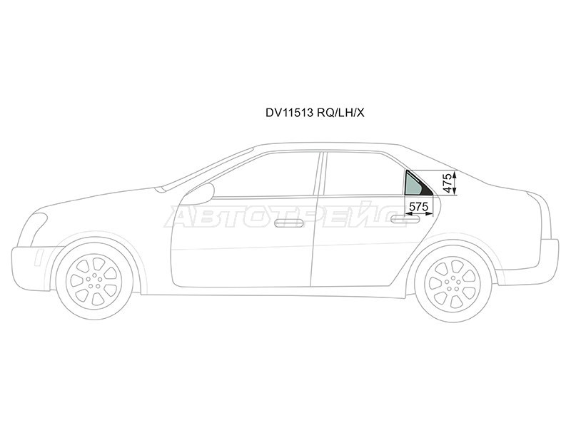 Стекло форточки (Цвет зеленый) Cadillac CTS 07-15 (XYG: DV11513 RQ/LH/X)