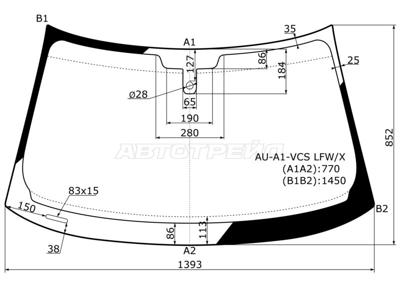 Стекло лобовое (Датчик дождя) Audi A1 10-15 (XYG: AU-A1-VCS LFW/X)